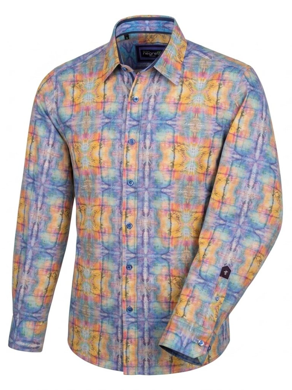 Franco Negretti Montreal Multicolor Abstract  Medium Long Sleeve Button Shirt